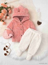 Clothing Sets Fashion 2 pieces Daily Casual Warm Baby Winter hooded Set Baby Girl Coat Top+ Pants Baby set Rabbit Cute Plush Thick