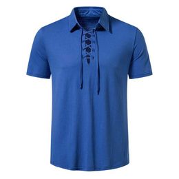 Men's T-Shirts 2023 New Fashion Solid T Shirt Men Casual Henry Neck Short Sleeve Beach Tshirt Z0424