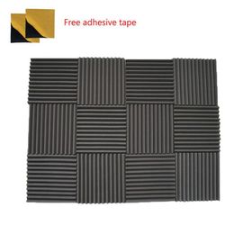 Soundproofing Acoustic Foam Tiles 12 Pcs Studio Wall Panels Wedge Absorption 12 X 12 X 1 in Charcoal with Tapes198O