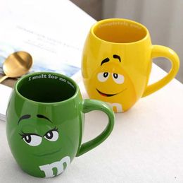 High quality 600mL m&m Beans Coffee Mugs Tea Cups and Mugs Cartoon Cute Expression Mark Large Capacity Drinkware Christmas Gifts