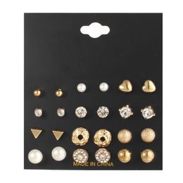 Stud Earrings 12pairs Crystal Simulated Pearl Sets For Women Colourful Round Ear Wedding Jewellery Box EarringsStud