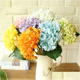 Decorative Flowers Wreaths Artificial Hydrangea Flower Fake Silk Single Hydrangeas 6 Colors For Centerpieces Home Party Za Dhyrr