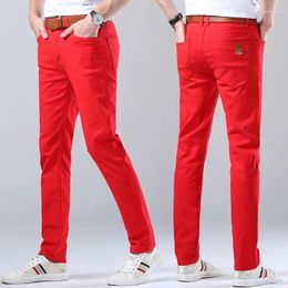 Men's Pants Men Autumn Spring Fashion Blue Red Casual Classic Style Straight Slim Fit Soft Trousers Male Brand Advanced Stretch