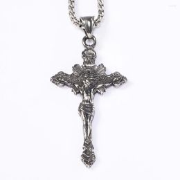 Chains Inri Cross Pendant Vintage Jesus 316L Stainless Steel Men Necklace Retro Chain Religion Rock Belief For Friend Male Jewellery Gift