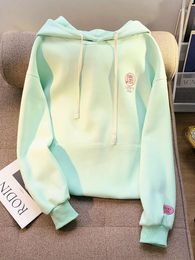 Women's Hoodies Sweatshirts Mint Green Strawberry Bear Design Feeling Hooded Sweater for Women 2023 New Korean Edition Age Reducing Loose Academy Style Coat Ab Zv