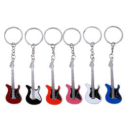 Mini Metal Classic Electric Guitar Keychain Key Car Chain Guitar Key Ring Musical Instruments Pendant For Man Women 6Colors