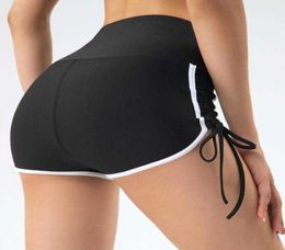 L046 Corded Peach Womens Yoga Shorts String Fashion Casual Running Pants Fitness High Waist Sports Gym Clothes Women Underwea5628799