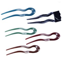 Hair Accessories 5Pcs U-Shape Hairpins Wavy Fork Sticks Lovely 2 Prong Pins Wear-resistant Resin Headdress Hairpin Women Girls