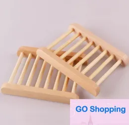 Wholesale Natural Bamboo Wooden Soap Dishes Wood Soaps Tray Holder Storage Rack Plate Box Container for Bath Shower Bathroom 50pcs