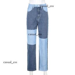 Fashion Designer High Waist Patchwork Straight Jean for Women 2023 Sping Casual Loose Denim Pants Ladies Vintage Boyfriend Mom Jeans 218 dfashion98