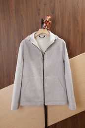 Mens Hoodies Winter Loro Piana Cashmere Wool Gray Hooded Sweater