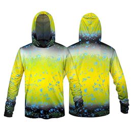 Other Sporting Goods Men's Hoodie Fishing Shirts Long Sleeve Quick Dry Sweatshirt Summer Dresses Breathable Jersey UV Fishing Clothing Apparel 231123