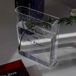 Vases Clear Book VaseClear Book Flower VaseClear Book Vase for FlowersClear Bookshelf Decor for Floral Arrangement Home Decor 230422