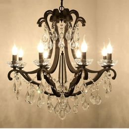 Pendant Lamps Chandelier Modern Crystal Black Luxury Lustre El Chandeliers Home Decor E14 Led LightsPendant