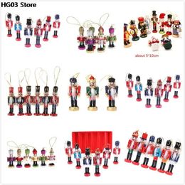 Christmas Decorations Handpainted 6-12cm Wooden Nutcracker King Soldier Figures Figurine Home Ornaments Kids Christmas Gift 231124