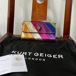 Kurt G Luxury Clutch Bag Multi Colourful Patchwork Handbag Elegant And Stylish Dinner Bag Metallic Chain Jointing Purse