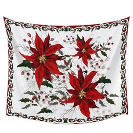 Tapestries Christmas Winter Poinsettia Tapestry Wall Hanging Boho Wall Tapestry Xmas Bedroom Living Room Decor Hanging Cloth 231124
