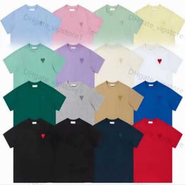 Paris designer amis t shirt 2023 new macarone candy Colour love embroidery letter A hearts pure cotton short sleeves for men and women gt