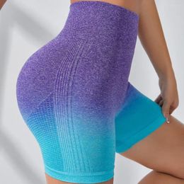 Active Shorts Gradient Seamless High Waist Fitness Short Leggings Running