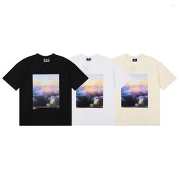 Men's T Shirts Men Tops Casual Streetwear Hip Hop Pure Cotton Printed Pattern Sky Tees High Quality Shirt Summer Short Sleeve Unisex Cloting