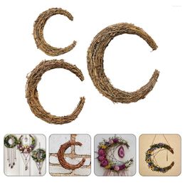 Decorative Flowers 3 Pcs Smilax Rattan Floral Wreath Frame Twig Grapevine Garland Xmas DIY Wall Hanging Wedding Decor Ring Branch Christmas