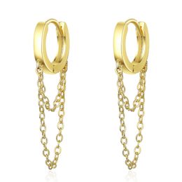 Punk Style Double Layer Chain Hoop Earring For Women Gold Colour Ear Jewellery gift