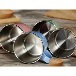 Mugs Wholesale 304 Stainless Steel Coffee Mug The Wheat Element Colorf Environmental Friendly Household Cup Children Drink Water Cups Otwqr