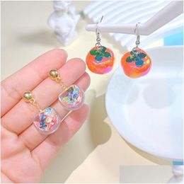 Dangle Chandelier Cute Cartoon Persimmon Earrings For Women Girls Delicate Sweet Geometric Friend Fashion Gifts Drop Delivery Jewel Dhv3Y