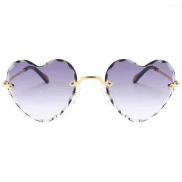 Sunglasses Women Lightweight Heart Shaped Rimless Eyewear400 For Beach