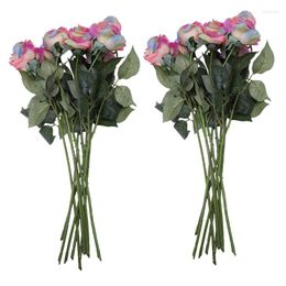 Decorative Flowers 20 Pcs Latex Real Touch Rose Decor Artificial Silk Floral Wedding Bouquet Design