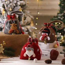 Decorazioni natalizie Borsa regalo di Babbo Natale Regali annuali Con coulisse Pupazzo di neve Cervo Borsa per caramelle Confezione a mano con decorazioni allegre