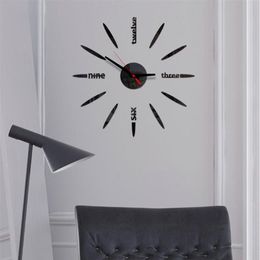 Wall Clocks 3D Mirror Surface Large Number Clock Sticker Home Decor Living Room Art Design270H