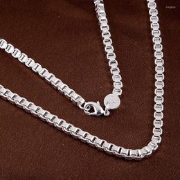 Chains Classic 4MM Box Chain 925 Sterling Silver Necklaces For Woman Men's Charm Jewellery Fashion Charms Party Christmas Gifts