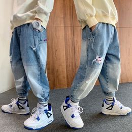 Jeans Boys Loose Pants Spring Denim Trousers for Children Korean Toddler Baby Clothes Teenage Jeans Cargo Pants 2 5 8 10 12 14Years 230424