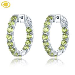 Dangle Chandelier Hutang Natural Peridot Sterling Silver Clip Earring 4.7 Carats Real Gemstone Colorful Style Women Classic Jewelry Birthday Gifts 230422