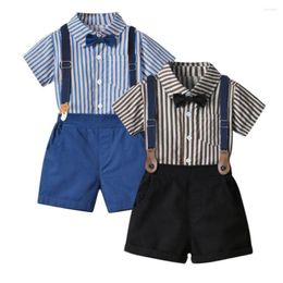 Clothing Sets Kids Clothes Boys 4 To 5 Years Summer Striped Shirts Blue Shorts Children Formal Suit Toddler