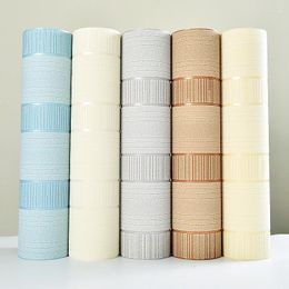 Wallpapers Non-Woven Fashion Flocking Vertical Stripes Wallpaper For Living Room Sofa Background Home Suede 3D Grey Beige Blue