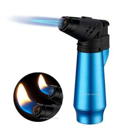 Lighters 2 in 1 Jet Flame Lighter Adjustable Kitchen OutdoorBBQ Windproof Welding Gun Turbo Torch Cigarette Cigar