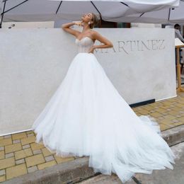 Wedding Dress ADLN Elegant Dot Tulle Country Dresses Court Train A-line Bridal Gown Custom Made White Ivory Garden Birde 2023