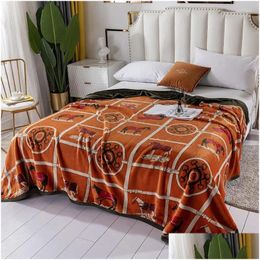 Blankets Blankets Soft Warm Coral Fleece Blanket Sheet Bedspread Sofa Throw Light Thin Mechanical Wash Flannel Drop Delivery Home Gard Dh7Sb