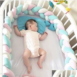 Baby Playpens 1M Knot Bed Bumper Weaving Plush Crib Cradle Protector Guard Toddler Pillow Cushion Po Props Sleep Bumper335Q Drop Deliv Dhi0M