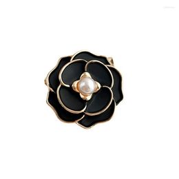 Brooches Korean Fashion Pearl Camellia Flower Brooch Pins Metal Enamel Corsage Scarf Buckle Badge Lapel Pin For Women Jewelry