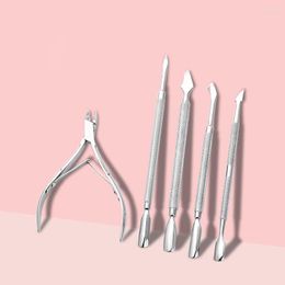 Nail Art Kits 5pcs/set Stainless Steel Cuticle Scissors Pushers Dead Skin Remover Manicure Tools Supplies