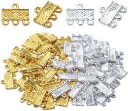 Pendant Necklaces 60pcs Necklace Connector Alloy Rectangle Multi Strand Bracelet Clasp Tags Charms With 3 Holes For Layered Jewelry Making