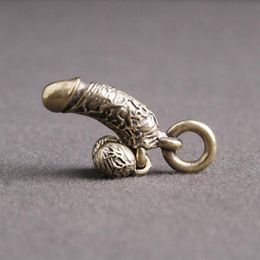Decorative Objects & Figurines Brass Man Penis Pendant For Keychains Mini Male Genitalia Shaped Adult Toy Car Keyring Hanging Jewe205O