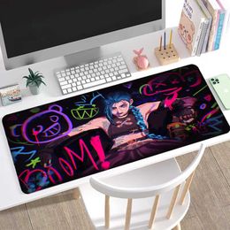 Mouse Pads Wrist Rests LOL Runaway Loli Jinx Gaming Mousepad Arcane Baobao Antislip Table Mat Anime Girl Kawaii Game Component Carpet Large Mousepad J230422