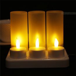 6 LED Night Rechargeable Flameless Tea Light Candle For Xmas Party Electronic Candle Lamps T200108234K