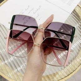 Sunglasses Fashion Summer Big Square Half Frame Trendy Retro Polygonal UV400 Sun Shade Glasses Women Outdoor Travel Eyewear