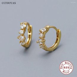 Hoop Earrings CCFJOYAS 925 Sterling Silver Irregular Zircon Small For Women 8mm White Huggies Jewellery