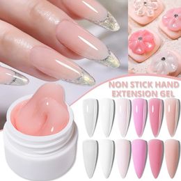 Nail Polish LILYCUTE 8ML Non Stick Hand Extension Gel Nail Polish Clear Nude Pink Carving Flower Nail Art Shaping Solid Acrylic Nail Gel 231123